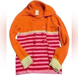 Gymboree girls knit sweater orange  and pink size medium (7-8)